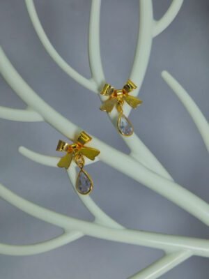 gold-plated-bow-teardrop-dangle-earrings