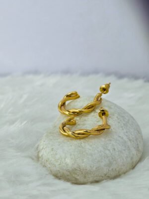 chunky-gold-plated-croissant-twist-hoop-earrings